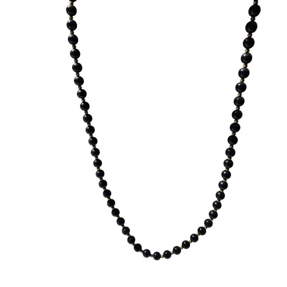Vintage Elegant Black Beaded Necklace Retro Minimalist Fashion Jewelry Women - Picture 2 of 5